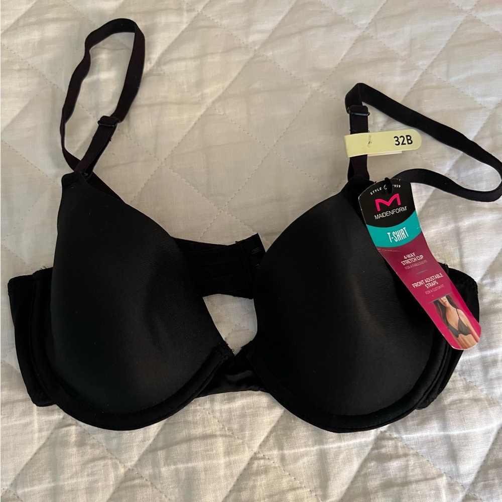 Maidenform black lightly lined T-shirt bra size 32B new with tags